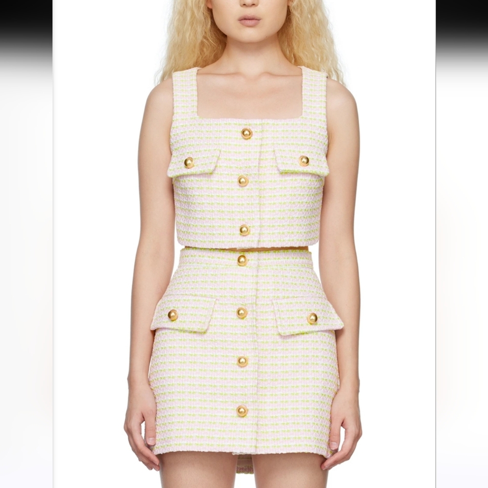 PushBUTTON Women's Cream Tweed 2 Piece Set